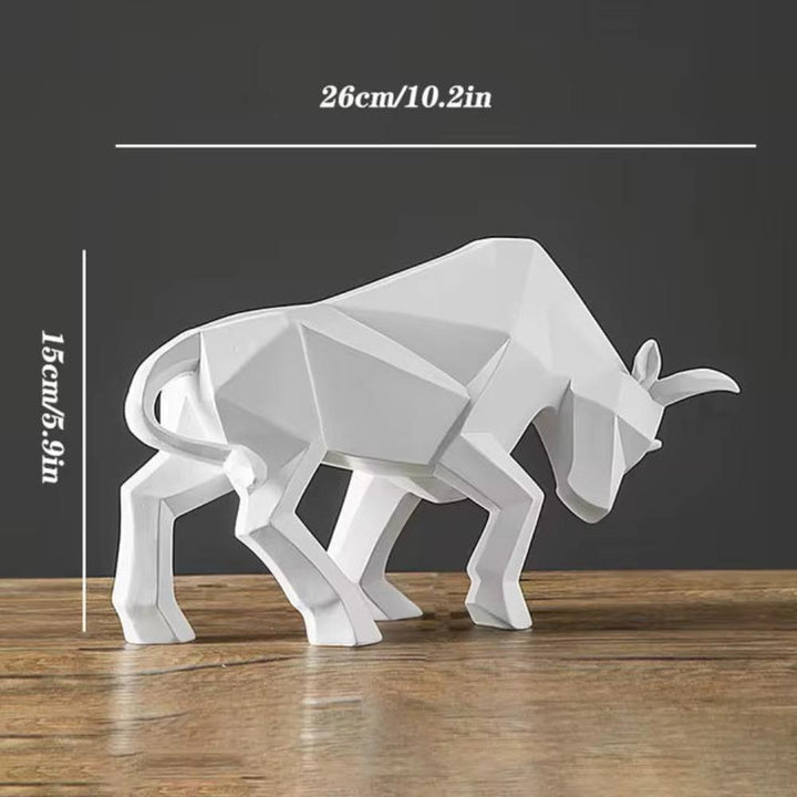Minimalist Geometric Matte Ceramic Bull Figurine