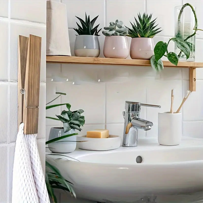 Timber Oversized Wooden Towel Clamp Set