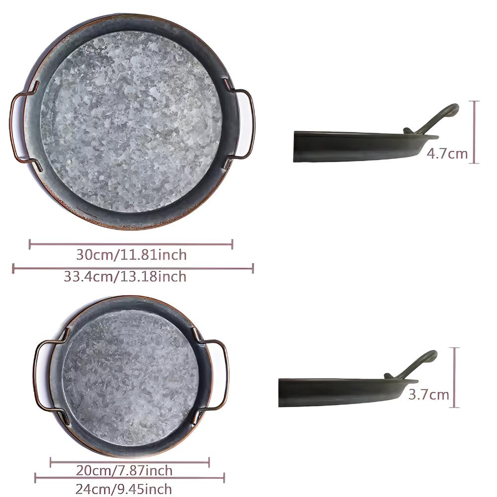 Industrial Metal Serving Tray With Handle Cutouts