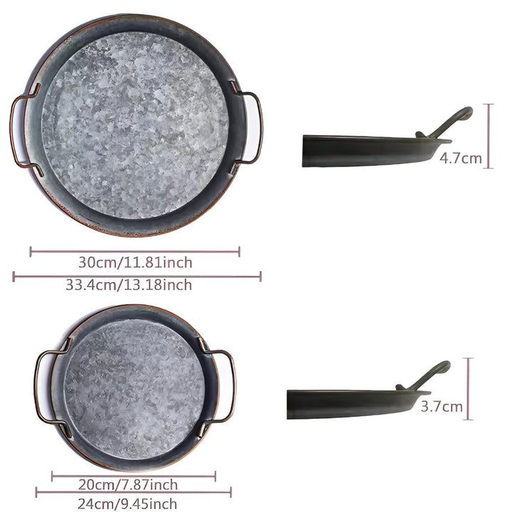 Industrial Metal Serving Tray With Handle Cutouts