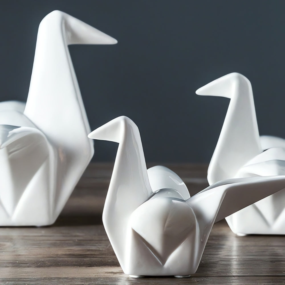 Minimalist Ceramic Bird Sculpture With Glossy Finish