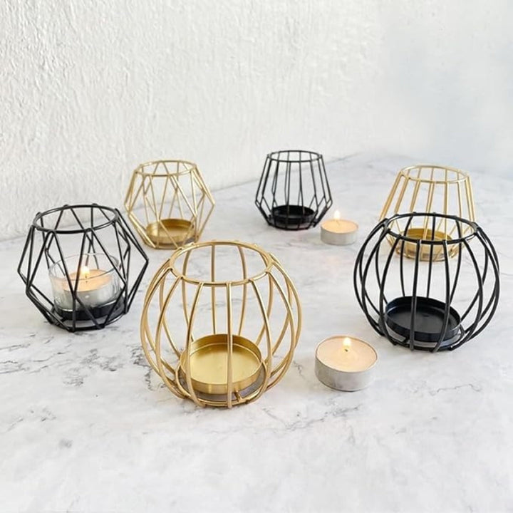 Minimalist Wireframe Iron Candle Holder