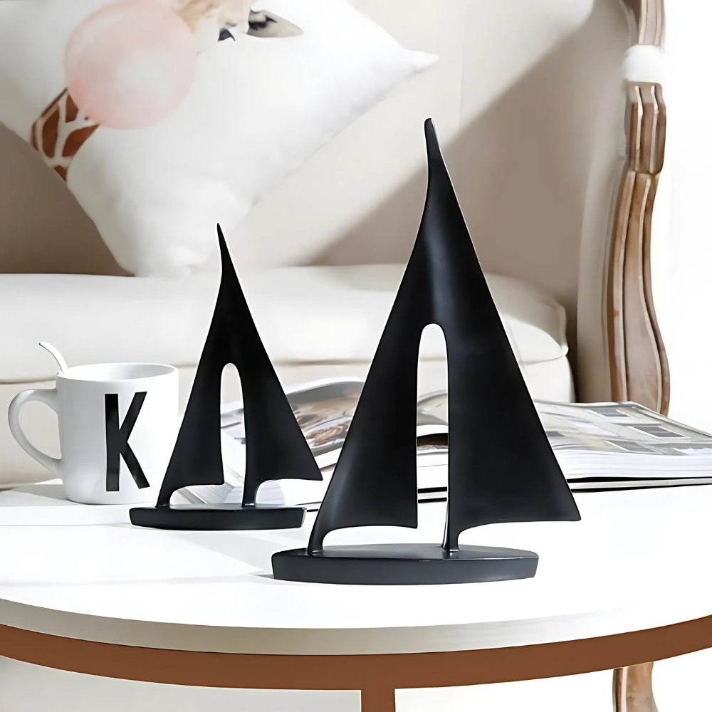 Ceramic Sailboat Sculpture With Smooth Silhouette