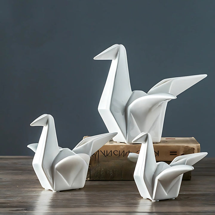 Minimalist Ceramic Bird Sculpture With Glossy Finish