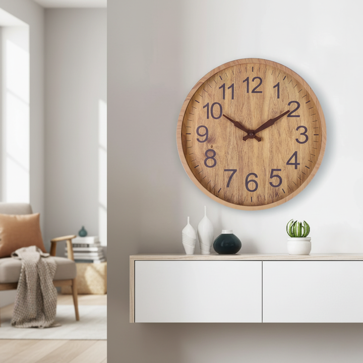 Minimalist Wooden Wall Clock With Large Numerals