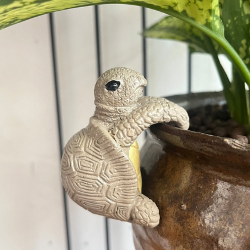 Playful Resin Turtle Hanging Pot Ornament