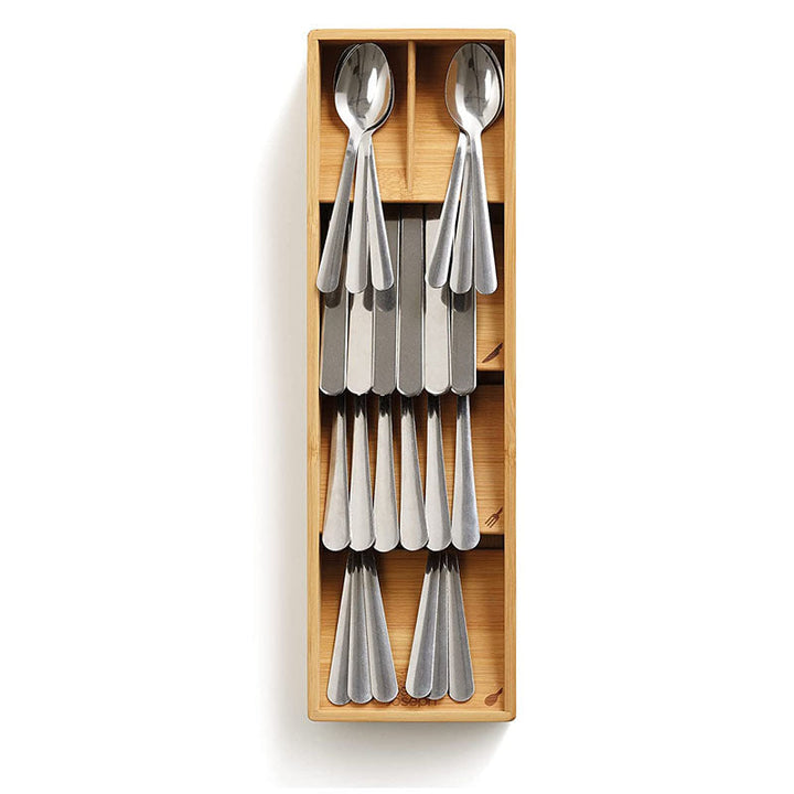 Minimalist Bamboo Cutlery Organizer with Multi-Compartment Design