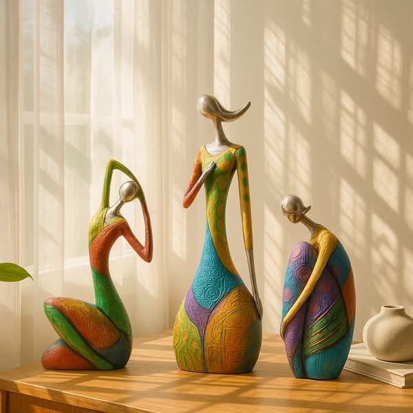 Abstract Resin Sculpture With Metallic Details