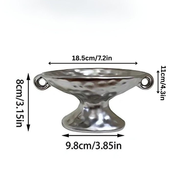 contemporary Hammered Metal Oval Tray With Dual Handles