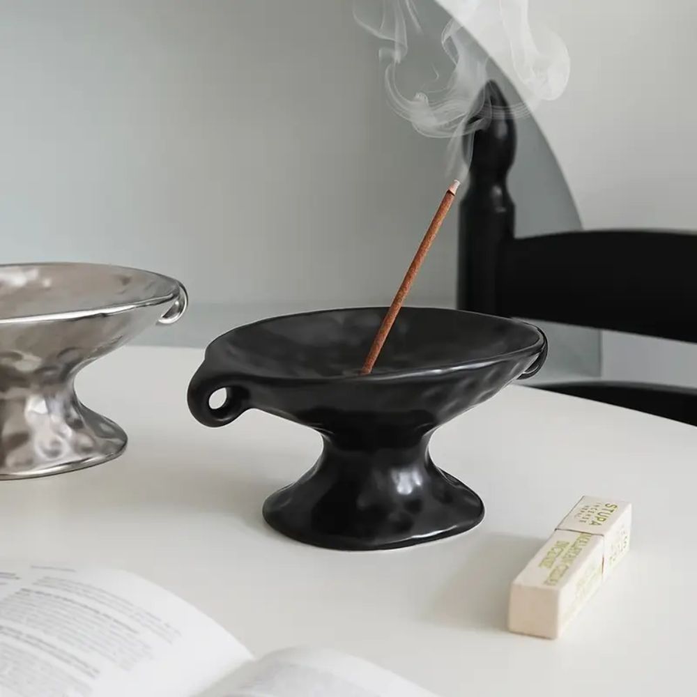 contemporary Hammered Metal Oval Tray With Dual Handles