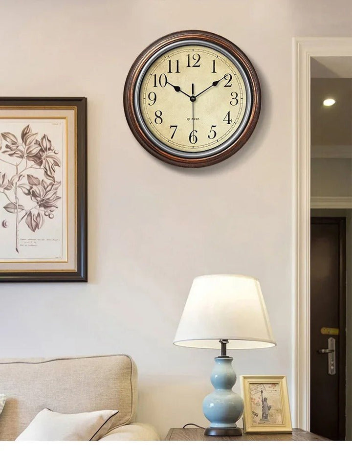 Traditional Bronze Frame Wall Clock With Quartz Movement