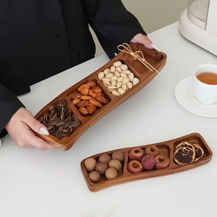 Minimalist Wooden Serving Tray With Divided Compartments