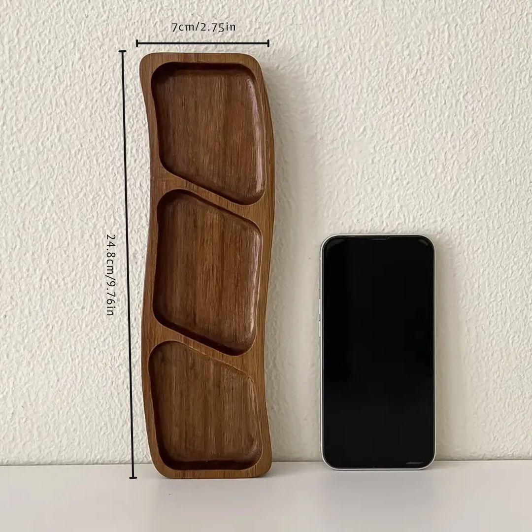 Minimalist Wooden Serving Tray With Divided Compartments