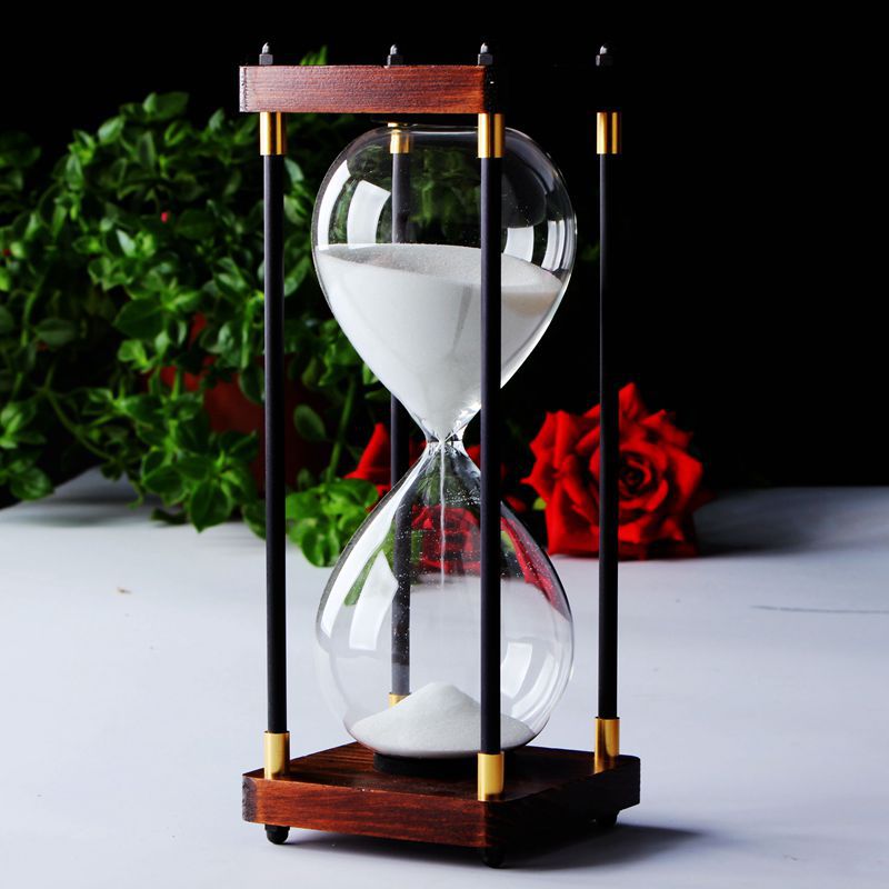 Wood and Glass Hourglass With Gold Accents