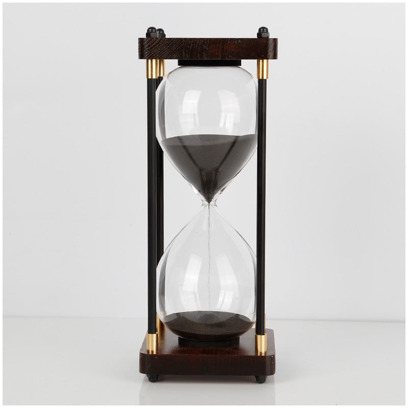 Wood and Glass Hourglass With Gold Accents