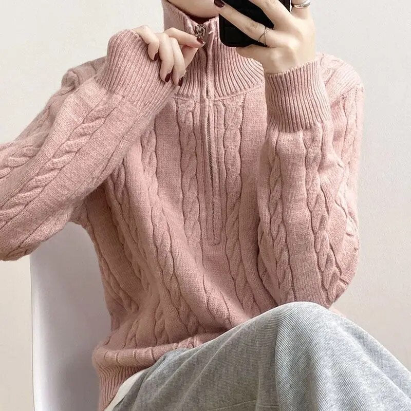 Fiona Cotton Zipper Sweater - Sydney Thomas
