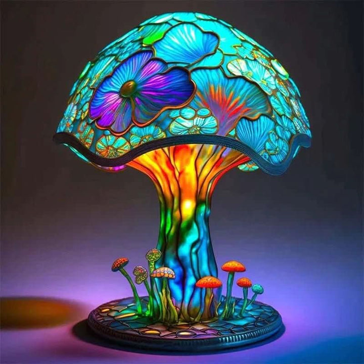 Art Nouveau Stained Glass Mushroom Table Lamp