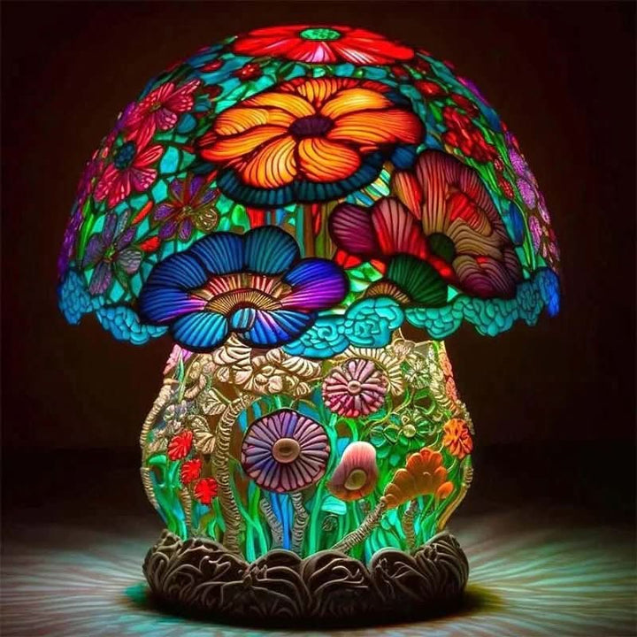 Art Nouveau Stained Glass Mushroom Table Lamp