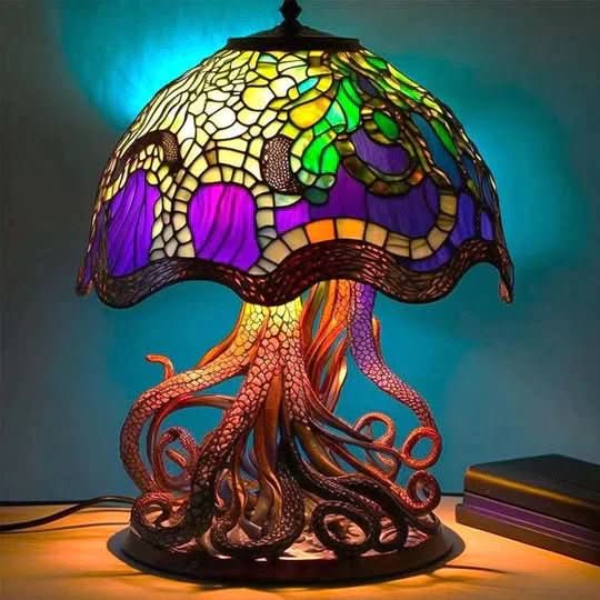 Art Nouveau Stained Glass Mushroom Table Lamp