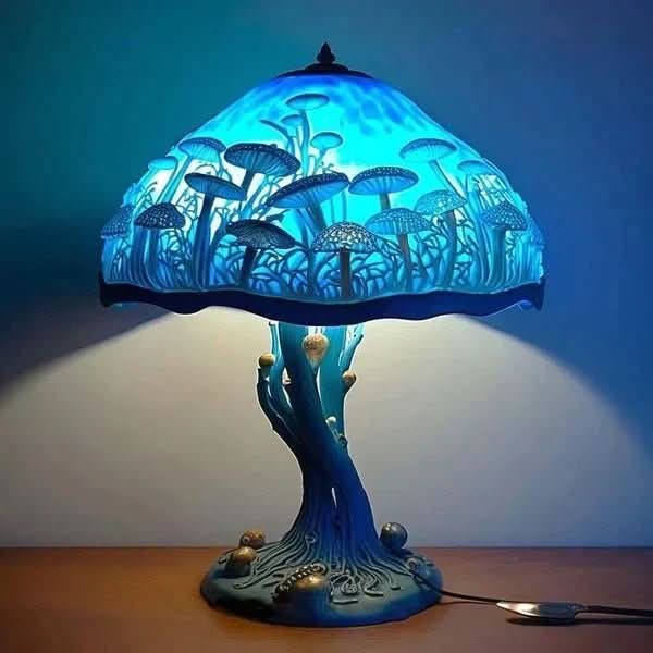 Art Nouveau Stained Glass Mushroom Table Lamp