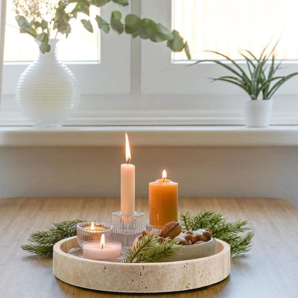 Minimalist Travertine Stone Tray With Smooth Surface