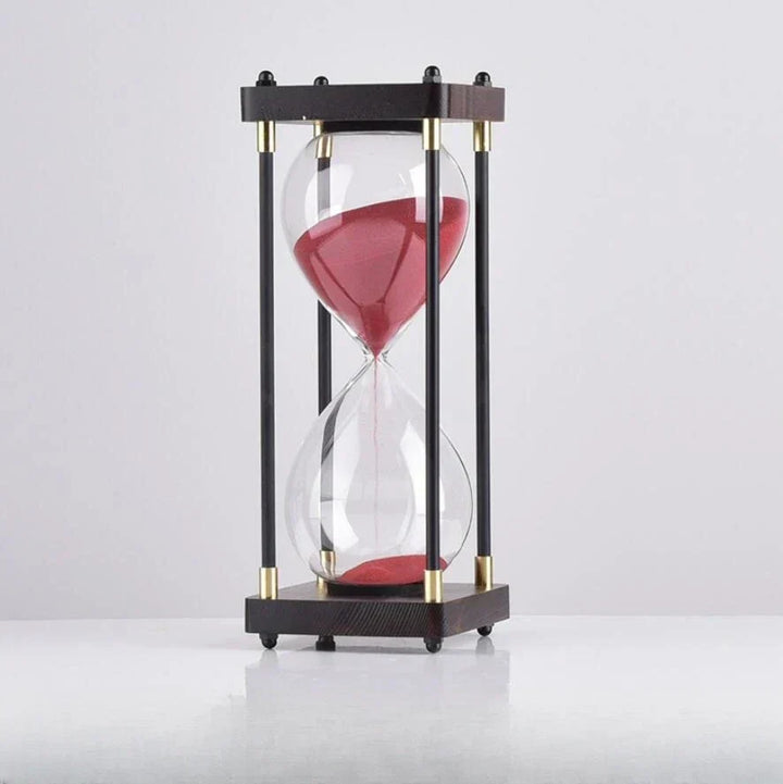 Wood and Glass Hourglass With Gold Accents