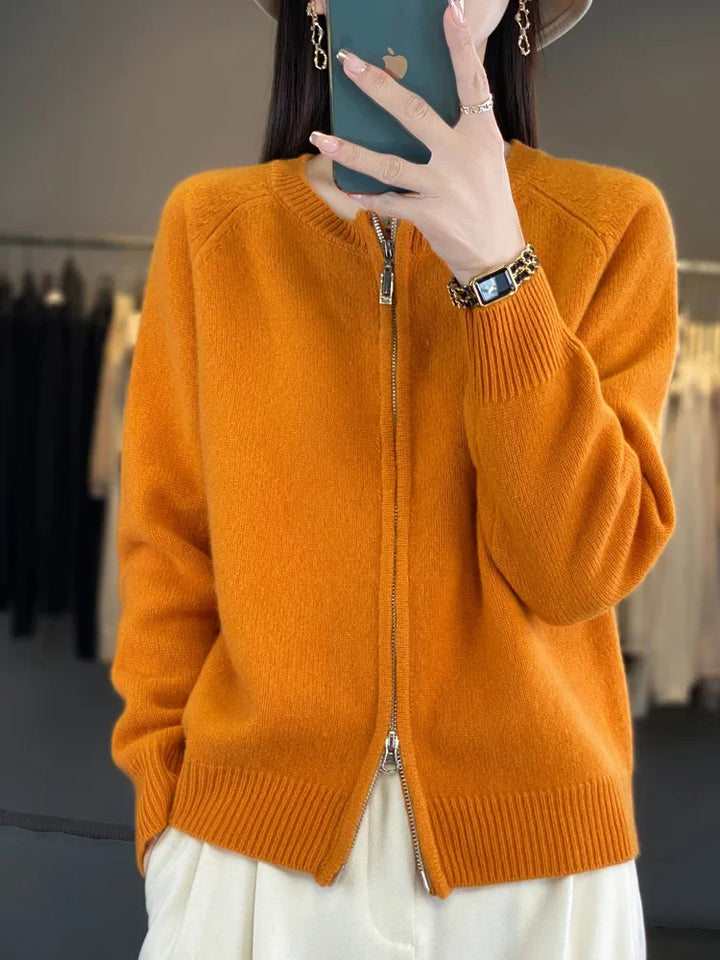Lunara Wool Zip-Up Sweater