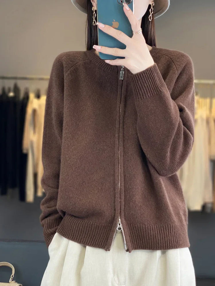 Lunara Wool Zip-Up Sweater