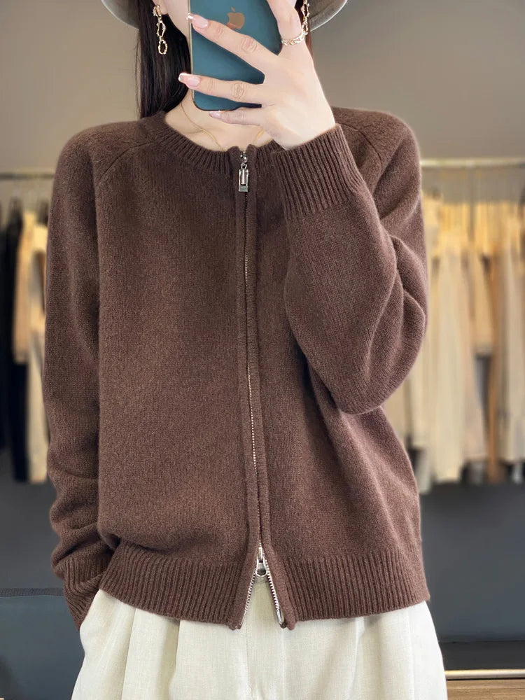 Lunara Wool Zip-Up Sweater