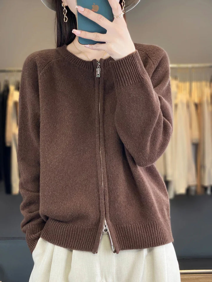 Lunara Wool Zip-Up Sweater