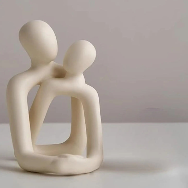 contemporary Resin Couple Statue with Abstract Embrace
