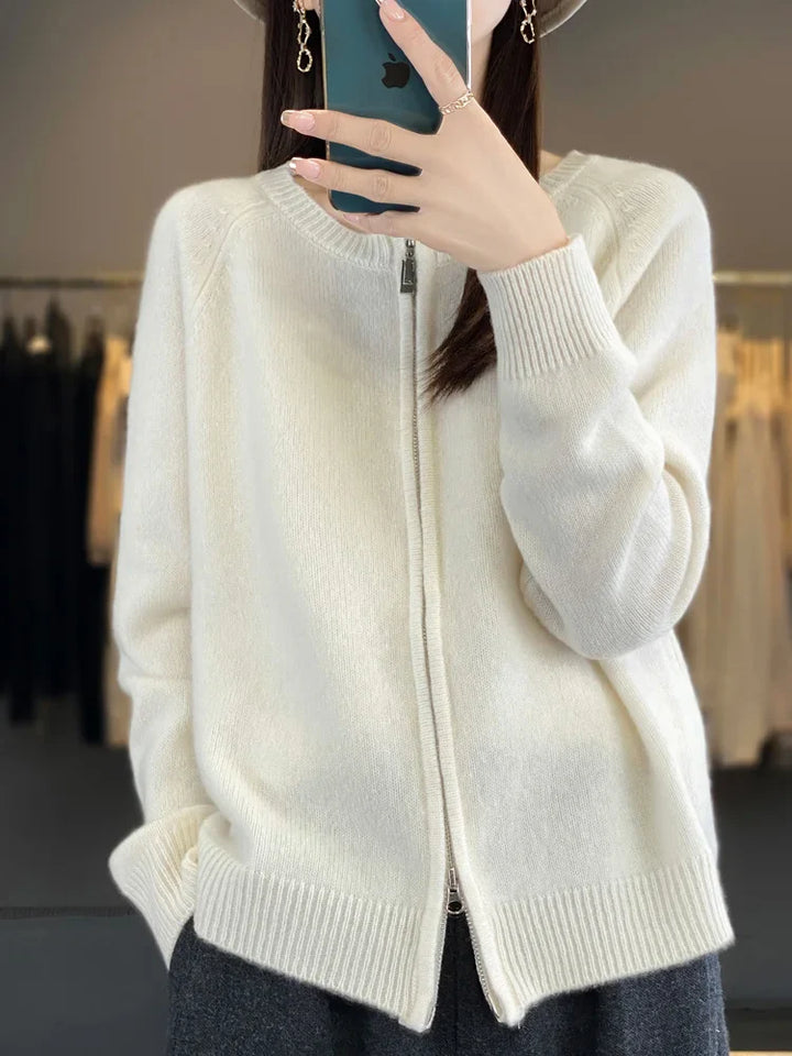 Lunara Wool Zip-Up Sweater