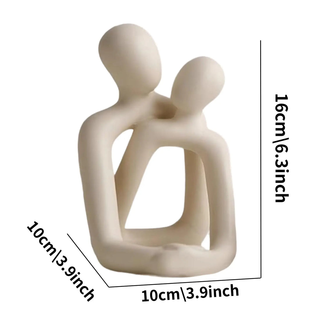 contemporary Resin Couple Statue with Abstract Embrace