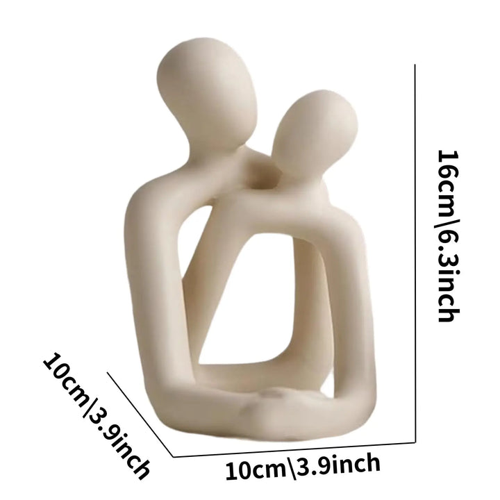 contemporary Resin Couple Statue with Abstract Embrace