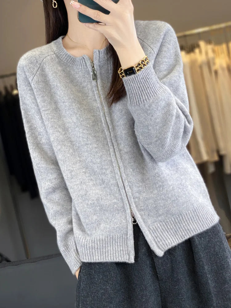 Lunara Wool Zip-Up Sweater
