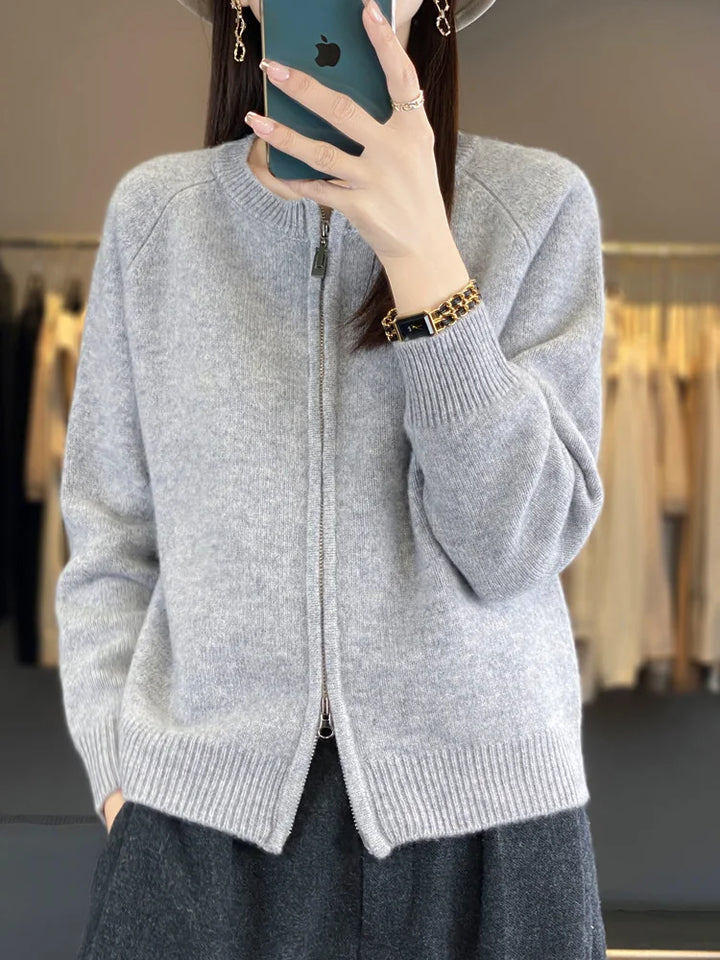 Lunara Wool Zip-Up Sweater