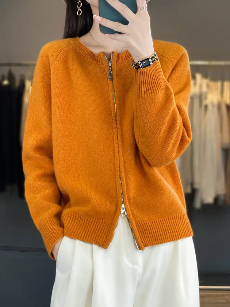 Lunara Wool Zip-Up Sweater