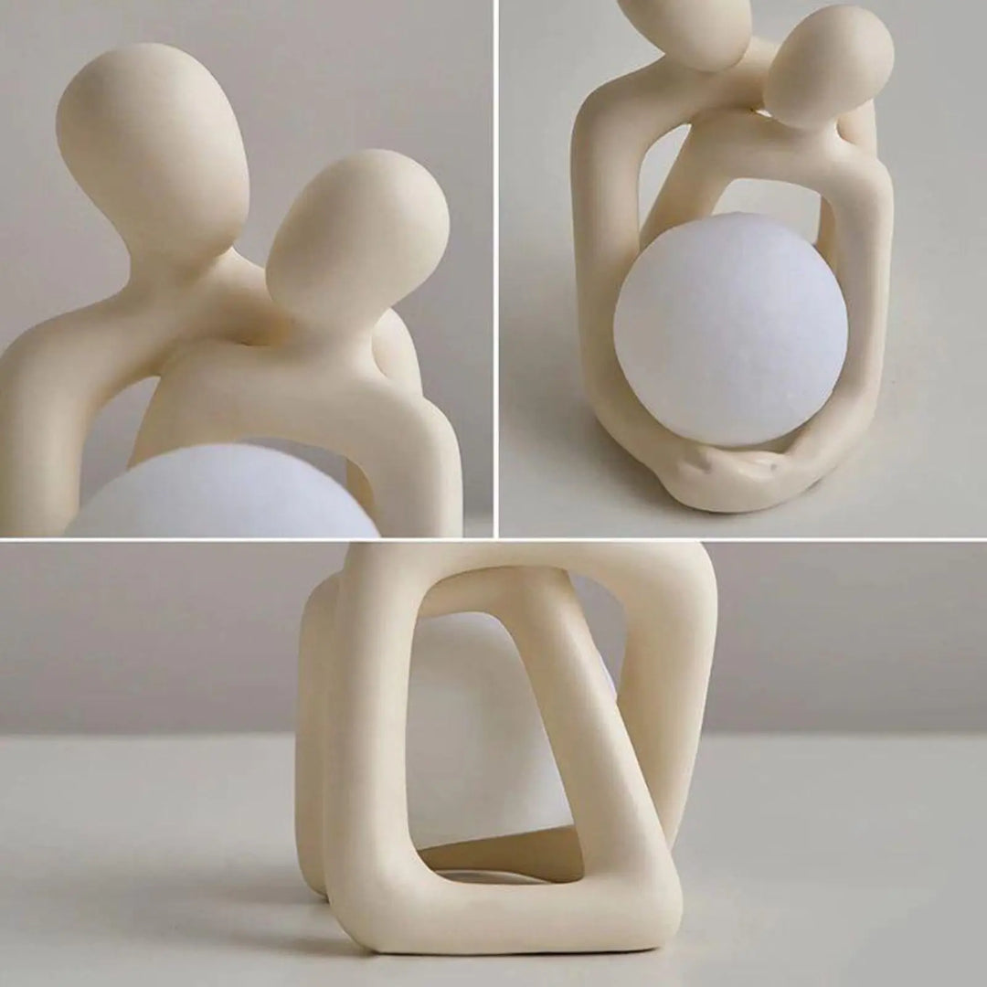 contemporary Resin Couple Statue with Abstract Embrace