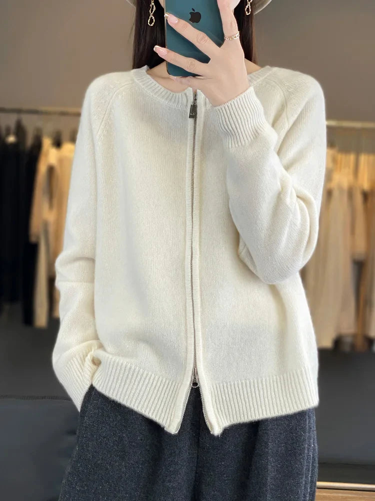 Lunara Wool Zip-Up Sweater