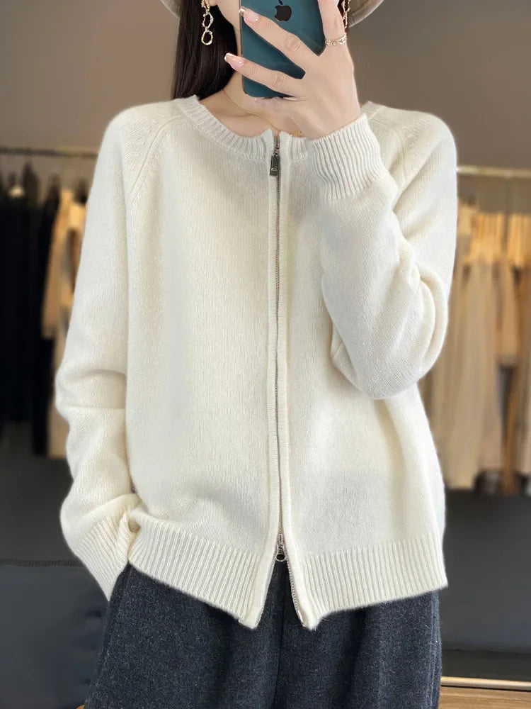 Lunara Wool Zip-Up Sweater