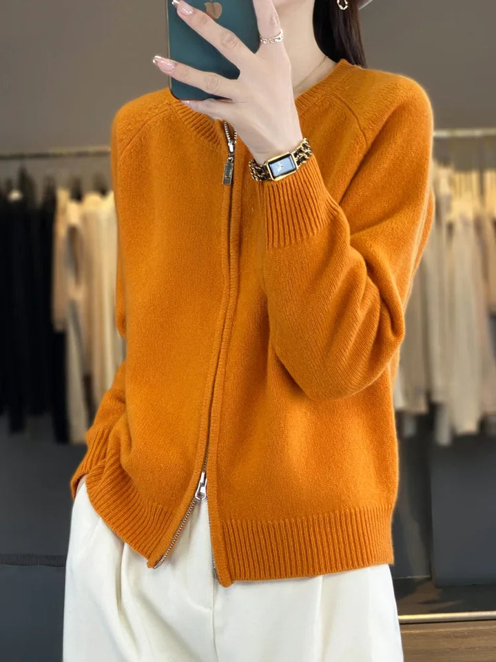 Lunara Wool Zip-Up Sweater