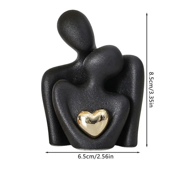 Minimalist Couple Figurine With Gold Heart Accent