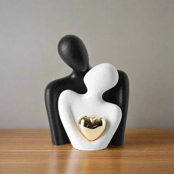 Minimalist Couple Figurine With Gold Heart Accent