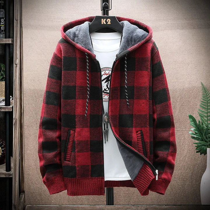 Bordeaux Flannel Zip-Up Hoodie