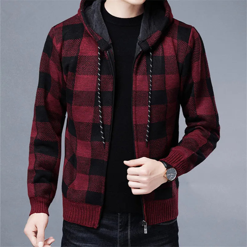 Bordeaux Flannel Zip-Up Hoodie