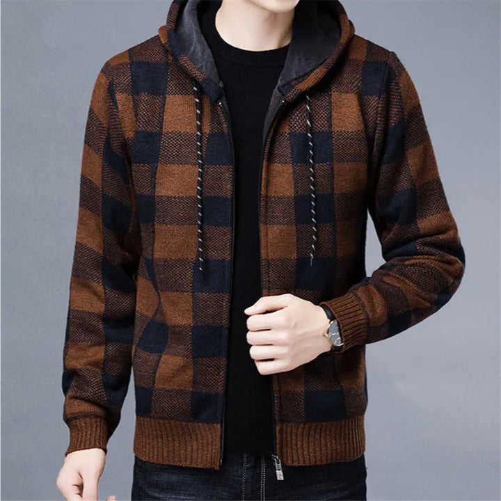 Bordeaux Flannel Zip-Up Hoodie