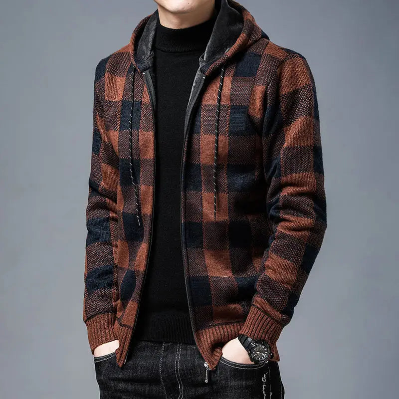 Bordeaux Flannel Zip-Up Hoodie