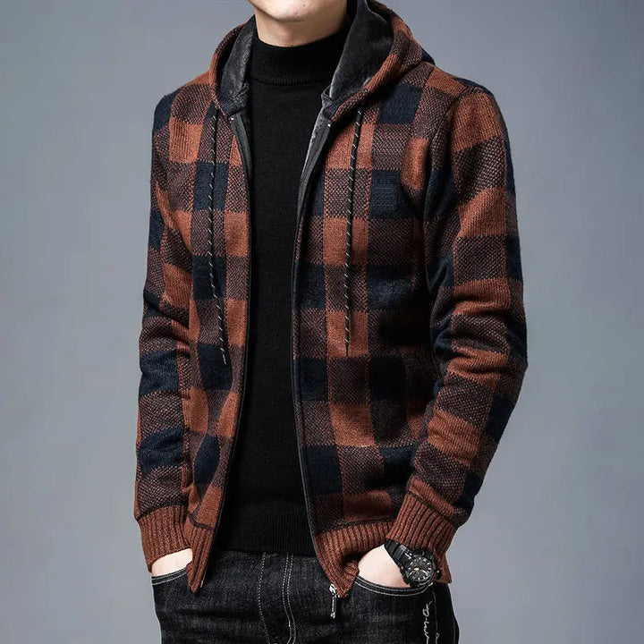 Bordeaux Flannel Zip-Up Hoodie