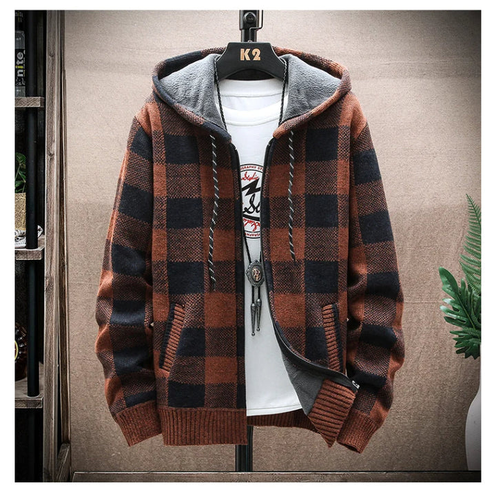 Bordeaux Flannel Zip-Up Hoodie