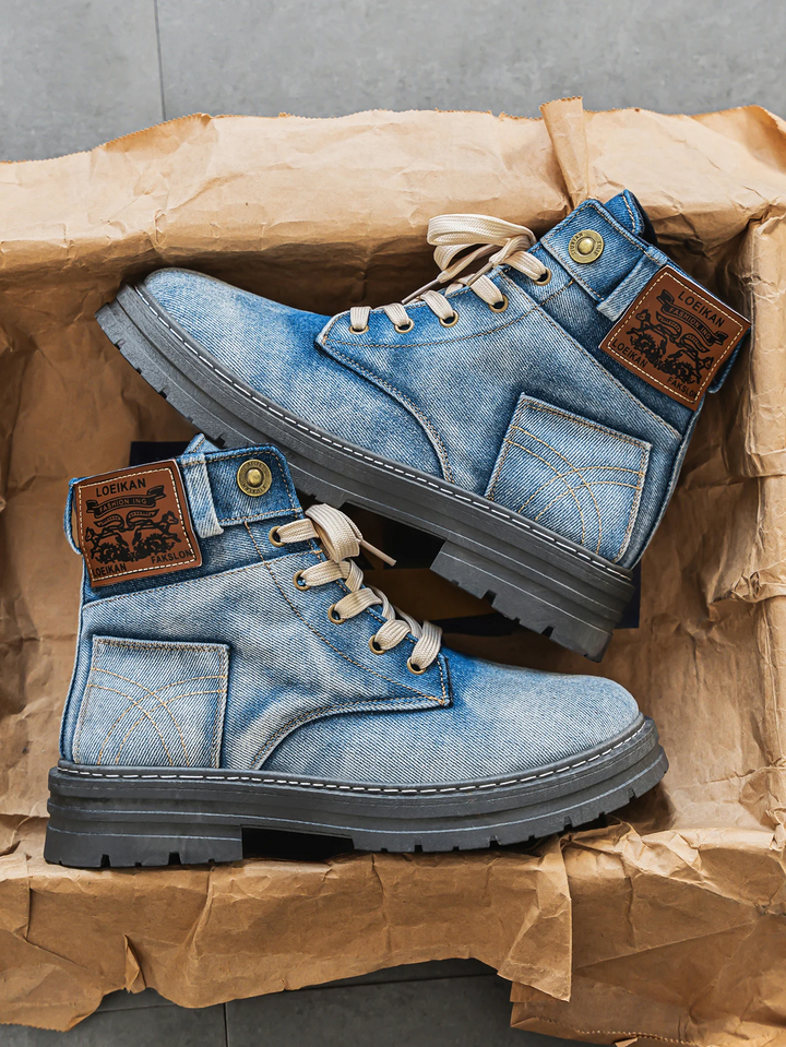 Hudson Denim Lace-Up Boots